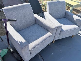 Pair of Gray Upholstered Accent Chairs