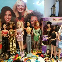 8 SPICE GIRLS  Dolls/Figures  & a  Spice Girls Poster  