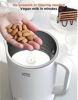 VEGAPUNK Nut Milk Maker Machine 20oz - Smart Automatic Cold and Hot Dairy Free Soybean/Oat/Coconut/Soy Milk Maker Machine with Filter Bag - Plant Base Thumbnail