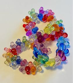 Disney Parks Mickey Mouse Head Rainbow Beaded Elastic Bracelet Jewelry Set