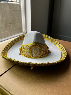 Kids Sombrero Charro Mariachi White and Gold