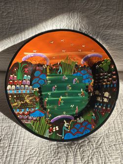 Clay Harvesting Scene Platter
