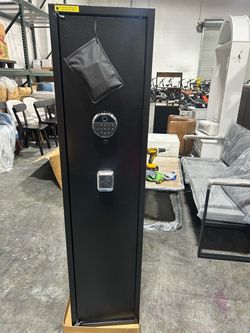 8-10 Gun Safe for Rifles and Pistols,Biometric Gun Locker No Assembly Required 57" Gun Cabinet,Rifle Safe with Digital Keypad, Adjustable Storage Shel