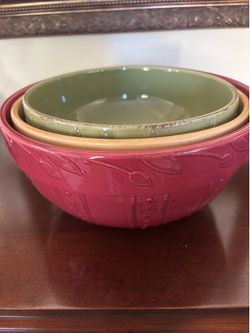 Vintage Sorrento Stoneware Debby Segura Designs 2001 3pc. Mixing Bowl