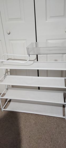 White Metal 4-Tier Shoe Rack