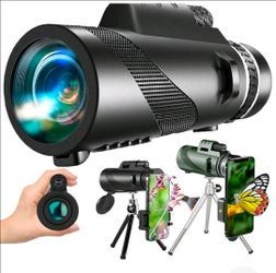NEW Powerful 80X100 HD Monocular Telescope Black Long Range Zoom With Tripod