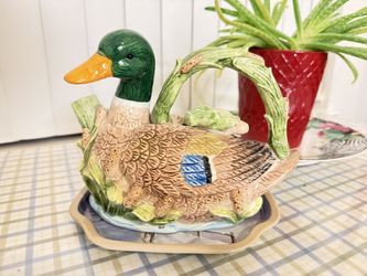 Mallard Duck Ceramic Teapot 9” long
