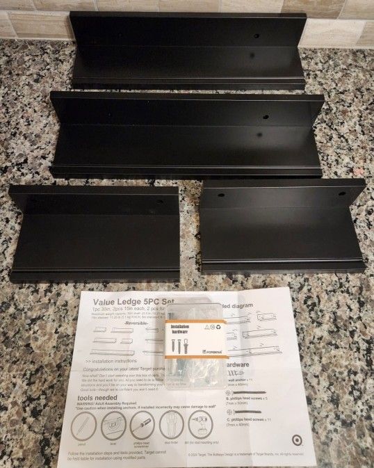 Set Of 4 Floating Shelves From Target With Installation Hardware