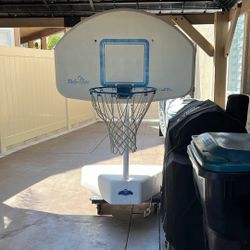 Oversized, heavy duty, poolside basketball hoop