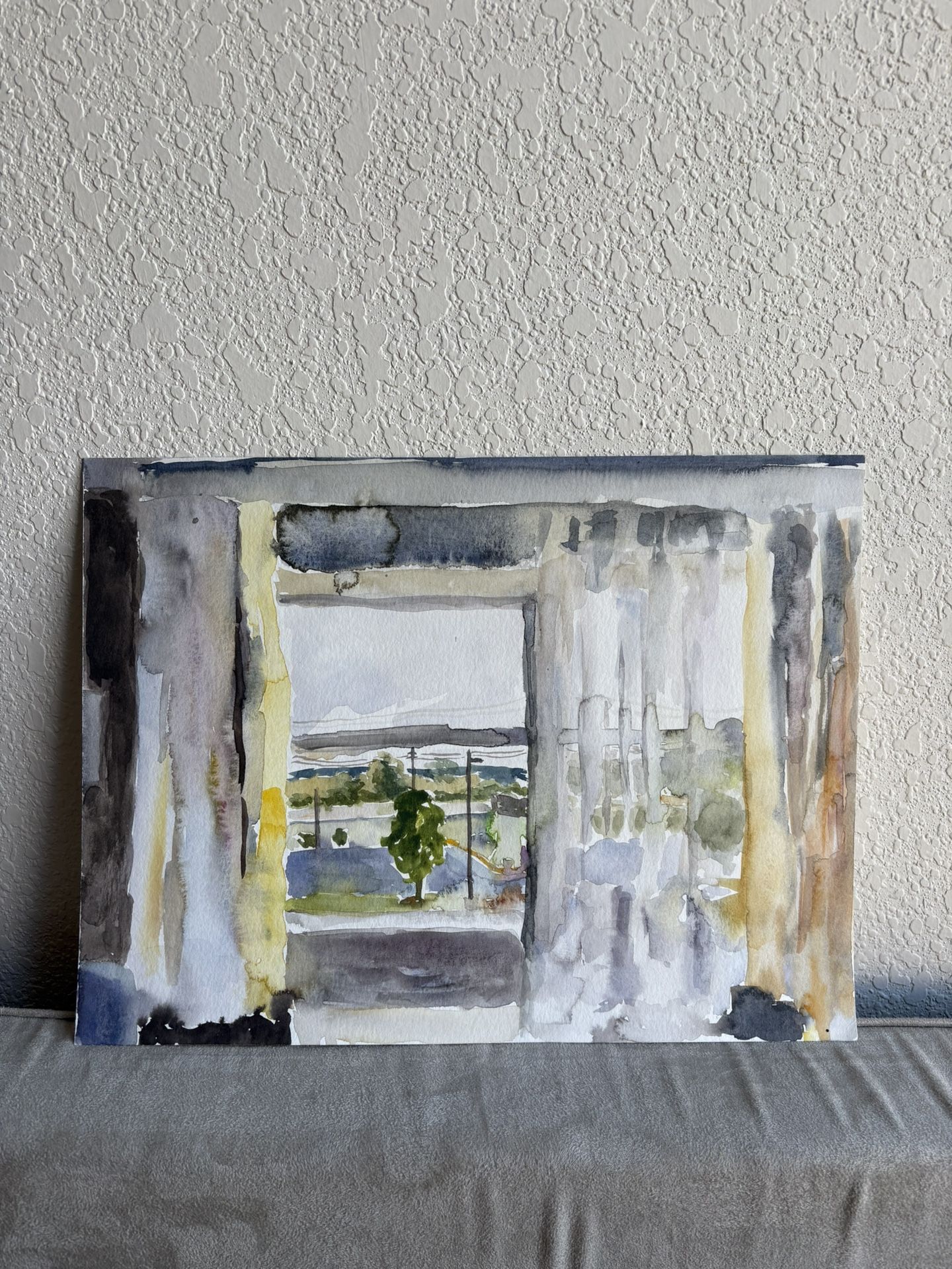 Abstract Window View Watercolor