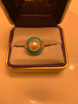 Fresh water turquoise silver size 4 ring