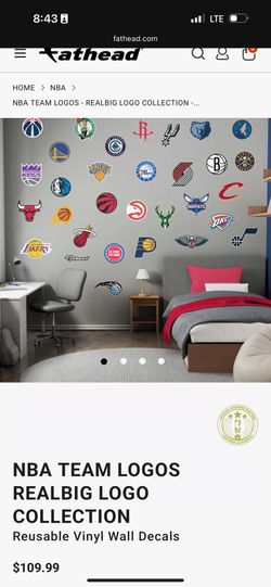 Brand New Full-Size NBA Logos Fathead Wall Poster