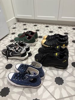 5 pairs of shoes - Nike, Adidas, Bape, Undefeated
