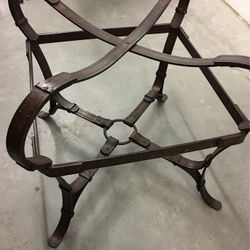 Coffee Table, Rustic Look, We Look like leather straps like a belt or saddle attire