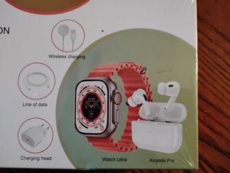 3 in 1 Smartwatch set headphones and charger