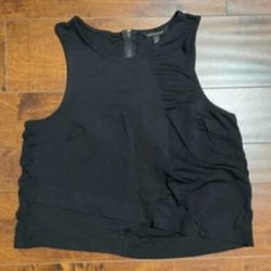 Banana Republic Crossover Tank Sleeveless Top Zipper Back Womens Medium Black