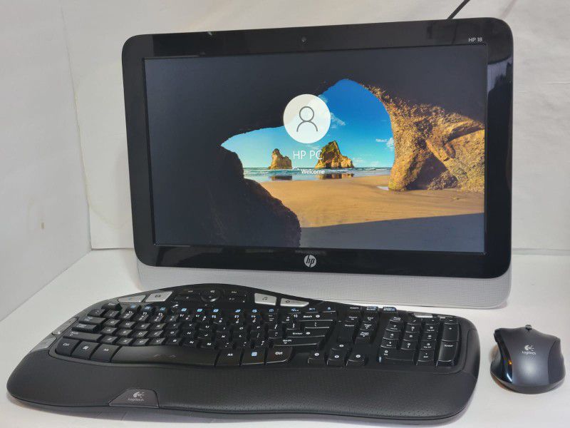 HP All in one PC  18"  monitor 4GB RAM 500GB HDD Dual Core Processor Windows 10 Wireless Keyboard Mouse WiFi