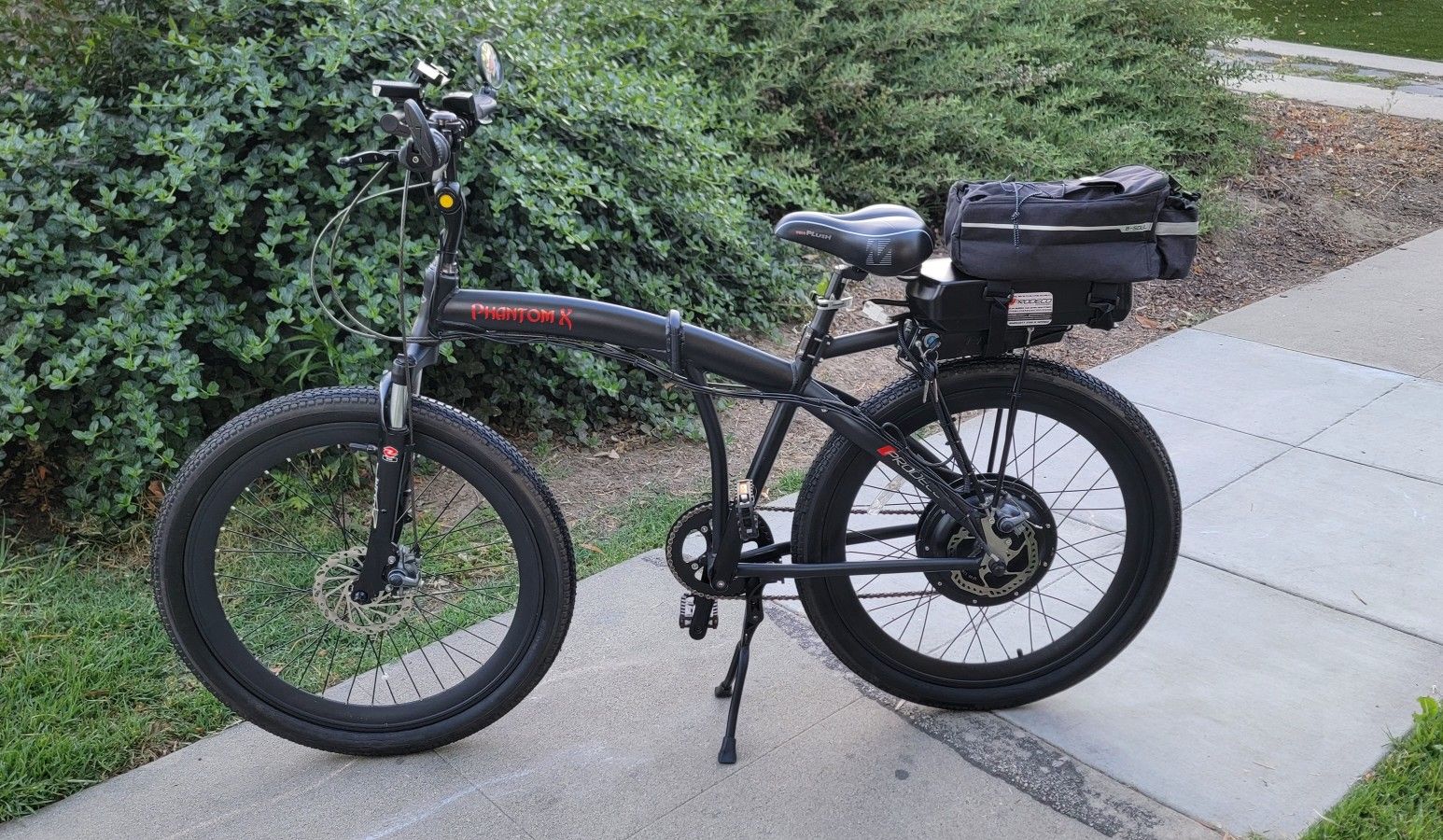 ProdecoTech Phantom X folding Ebike with Bag, front & back light, phone holder, mirrors, etc
