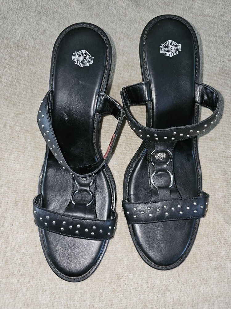 Harley -Davidson Women's Monica Black Sandals Heels D83711