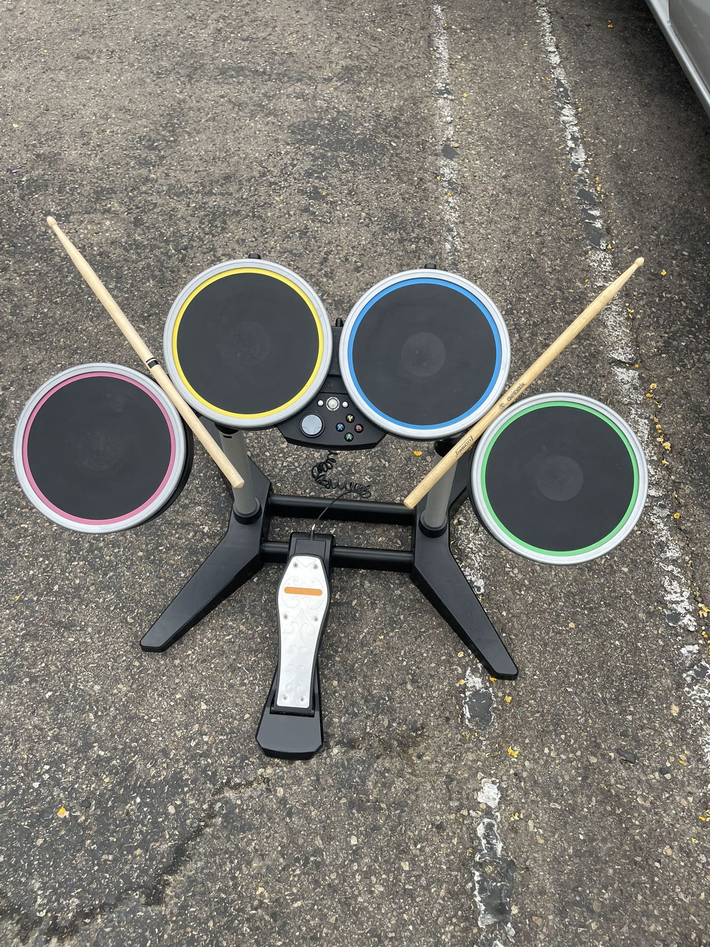 Xbox One Rock Band 4 Wireless Drum Set Adjustable Harmonix 91162 W Pedal & Stick