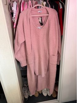 Pink fuzzy dress set