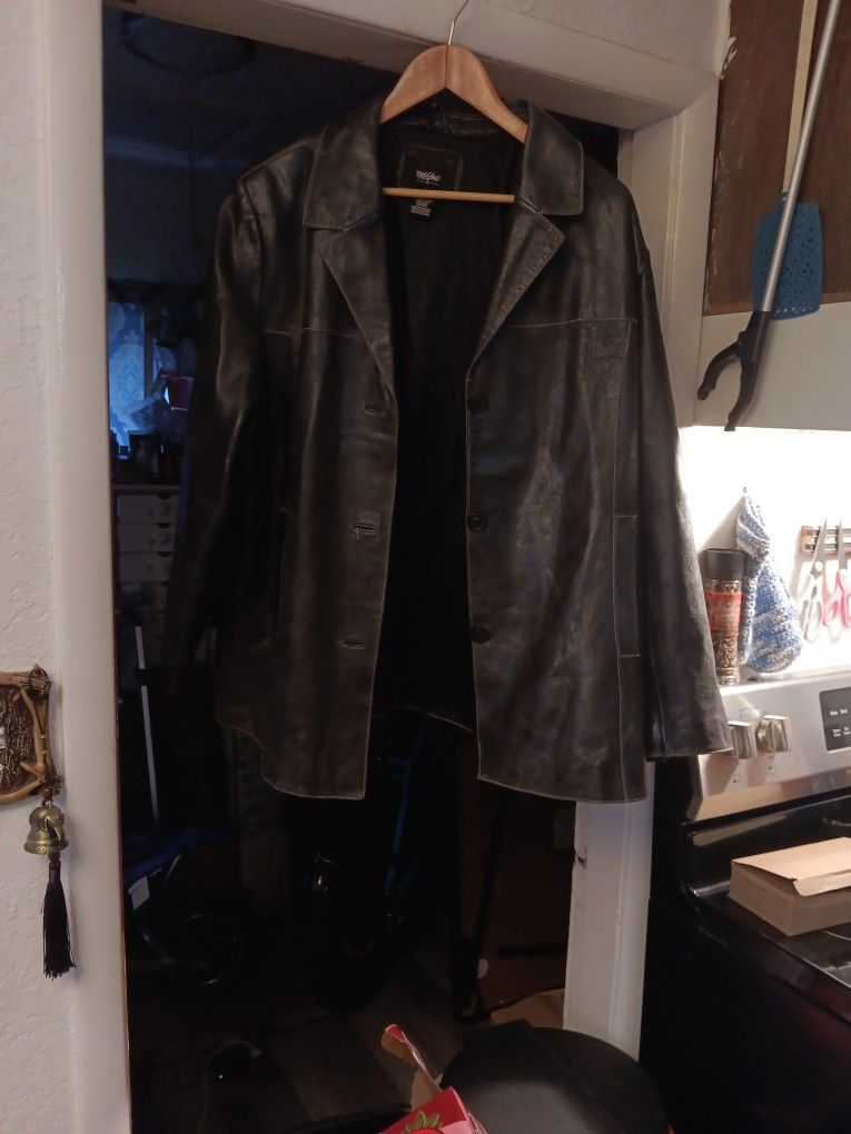 Massimo Vintage Leather Jacket, Black, Womens