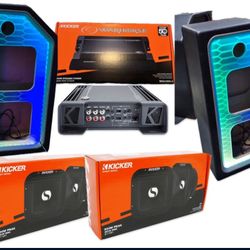 NEW CUSTOM SPEAKER BOXES RGB LIGHTS 4 Kicker St 7”;midrange Speakers Tweeters Kicker Amp