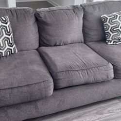 Gray Sofa and Loveseat with Throw Pillows