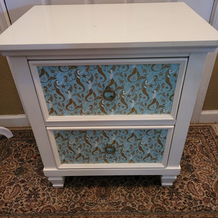Large Girls Night Stand Table Bureau Bedroom Furniture Mermaid Print Solid Wood