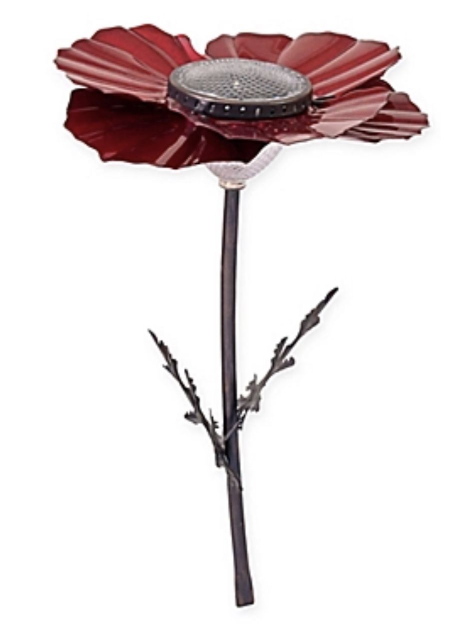 3-Desert Steel Red Poppy Garden Outdoor Solar Light