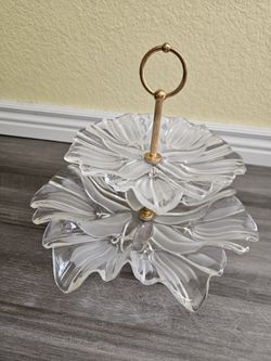 Mikasa Crystal Tulip 2 Tier Serving Platter 10"