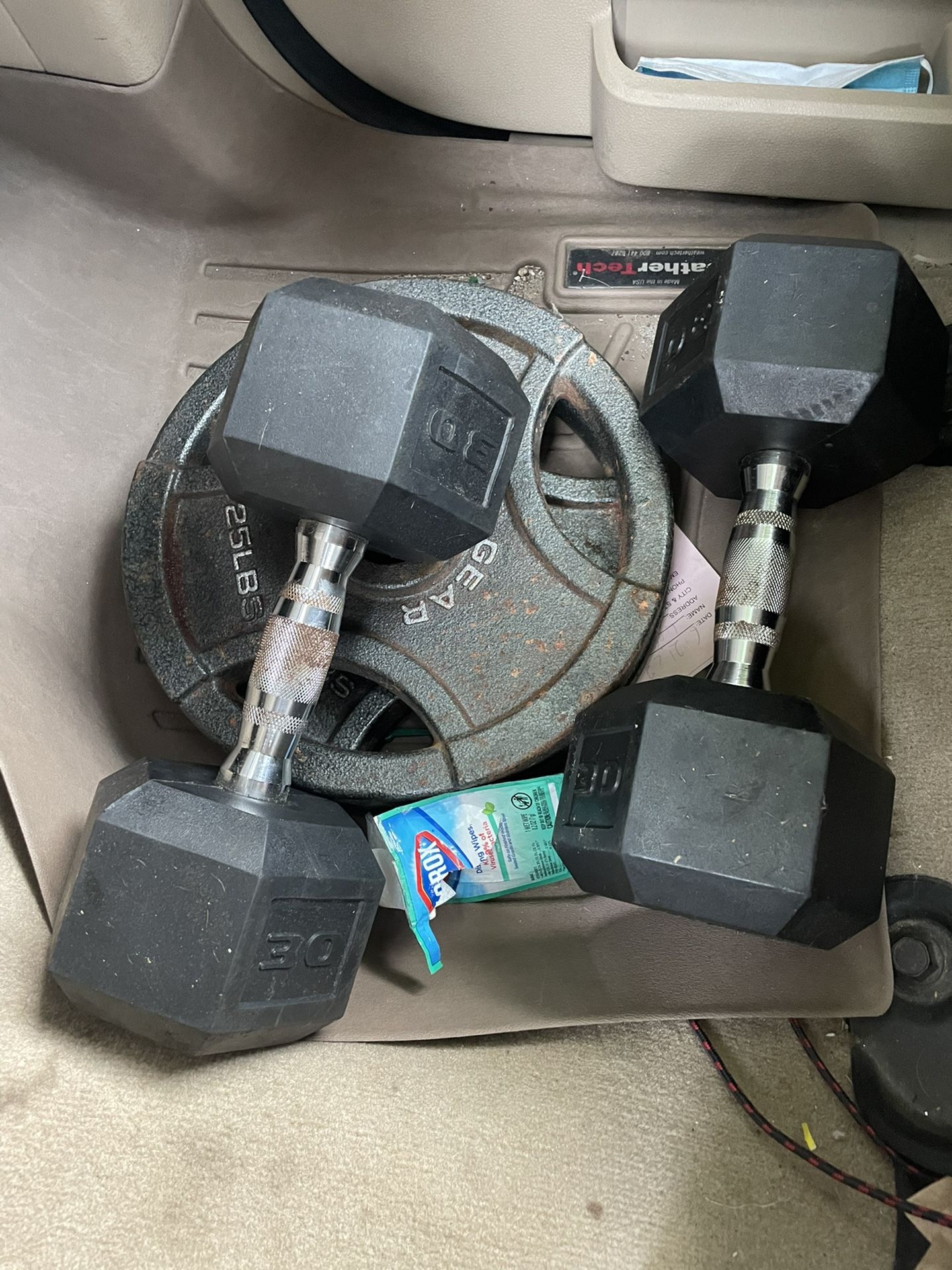 30lb Rubber Dumbbell Set