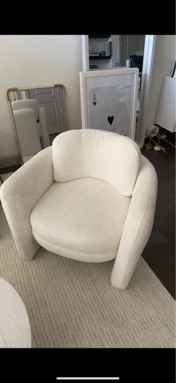 Modern Barrel Accent Chair, Upholstered Armchair, Ivory-ModernLuxe
