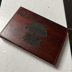 Wooden business card Holder With Tree Logo