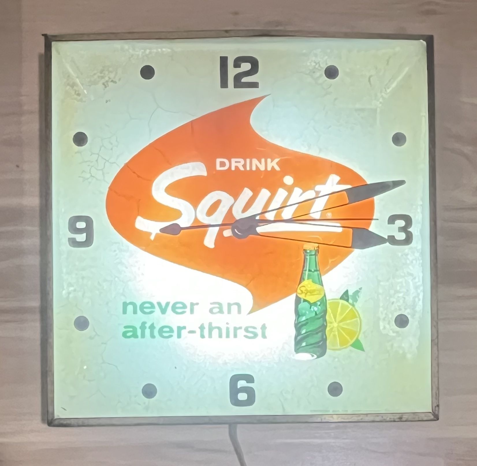 Squirt Soda PAM Sign Clock 1965