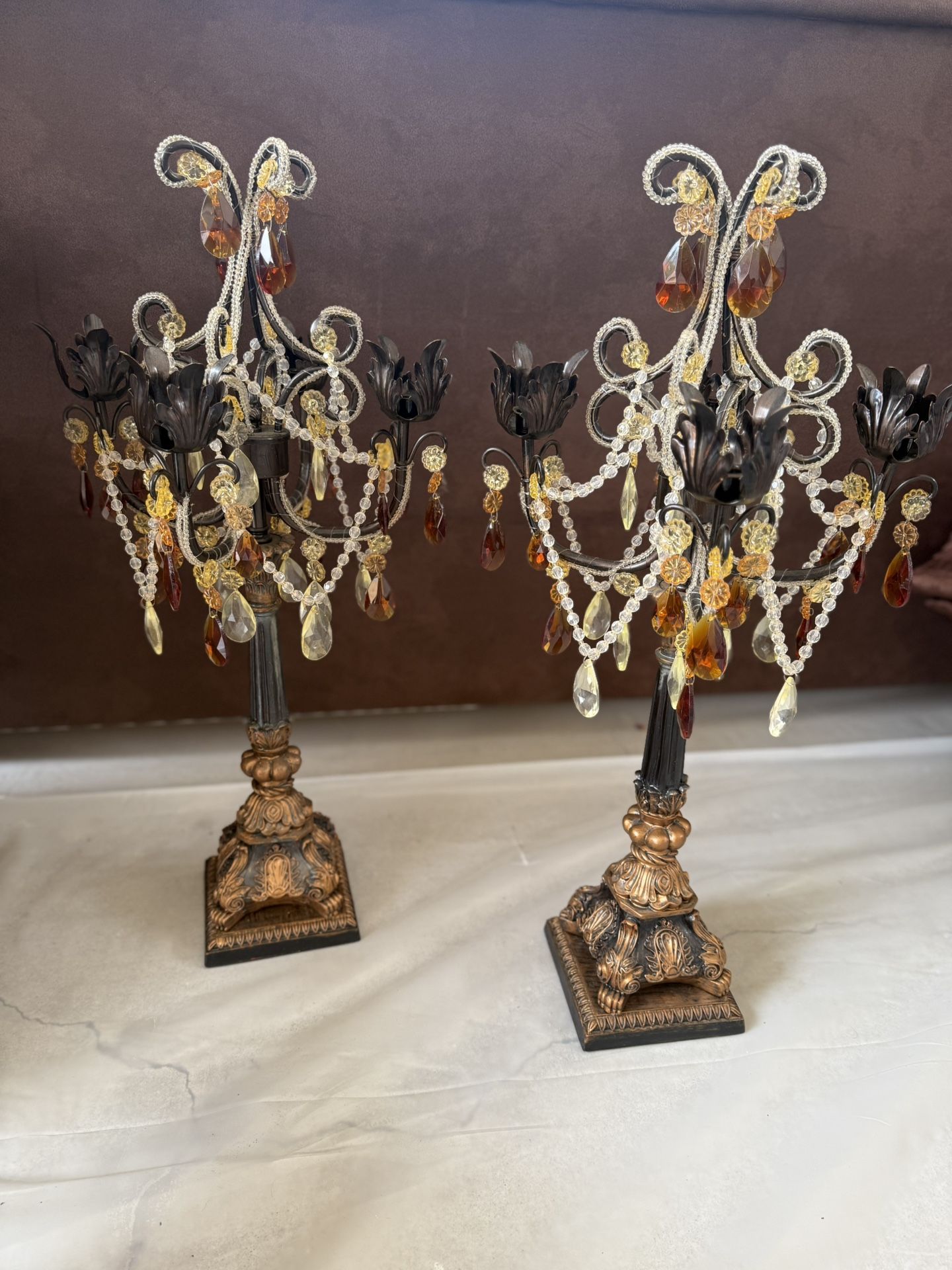 High Bronze Gold Candle Holder