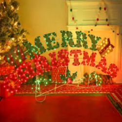 Starfree 30.01-in Hanging Merry Christmas Yard decoration with Multicolor LED Lights