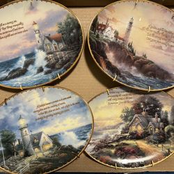 4 LIMITED EDITION COLLECTIBLE THOMAS KINKADE PLATES TO  HANG