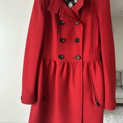 BURBERRY  woman’s red wool coat US 8 size