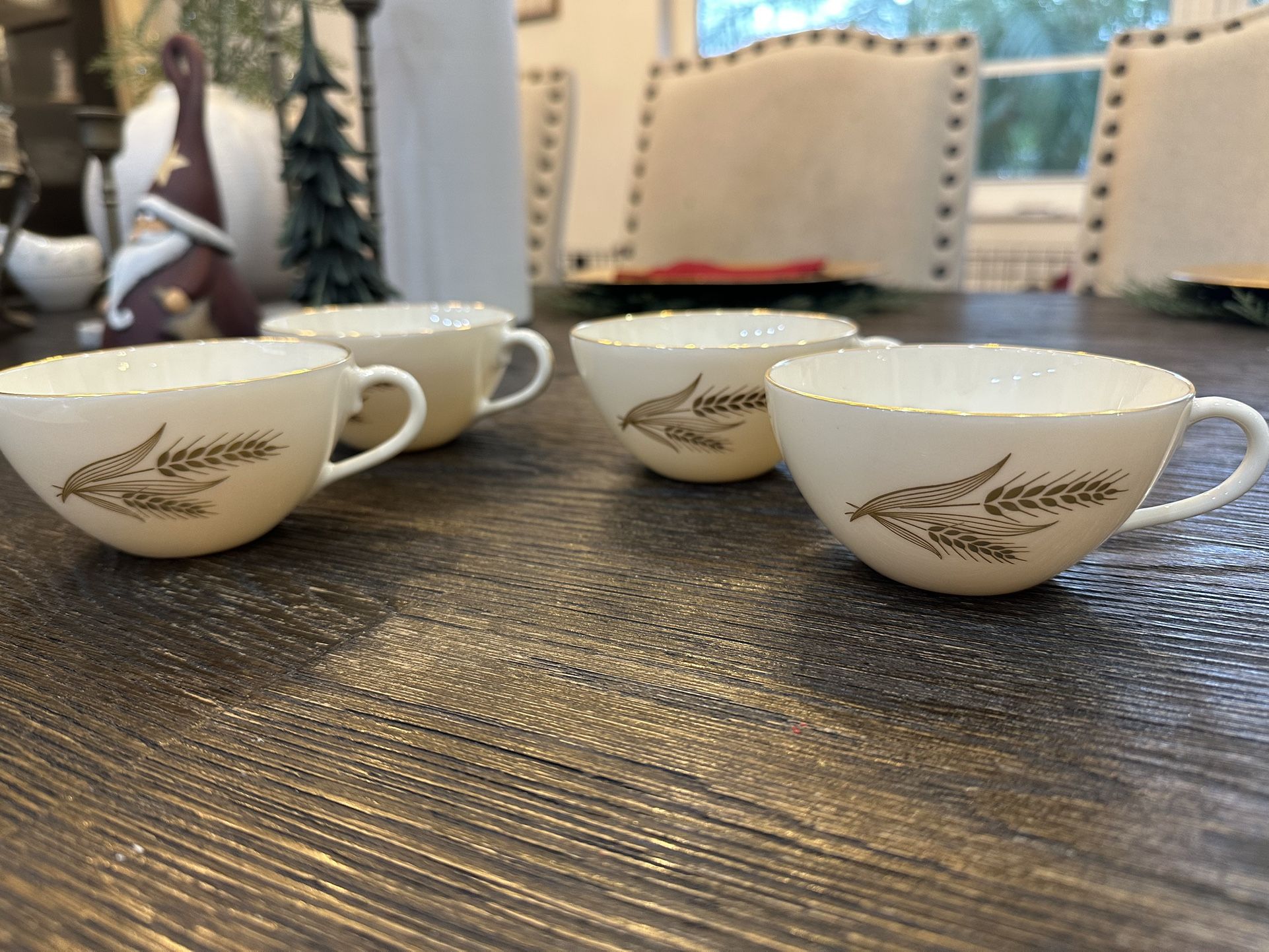 Beautiful Delicate Lenox Wheat Tea Cups (4)