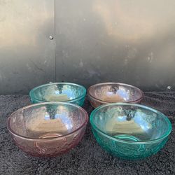 Pioneer Woman Set of 4 Embossed Glass Prep Bowls, Dipping Bowls