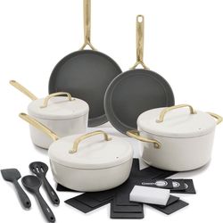 GreenPan GP5 14 Piece Cookware Pots and Pans Set, Hard Anodized Healthy Ceramic