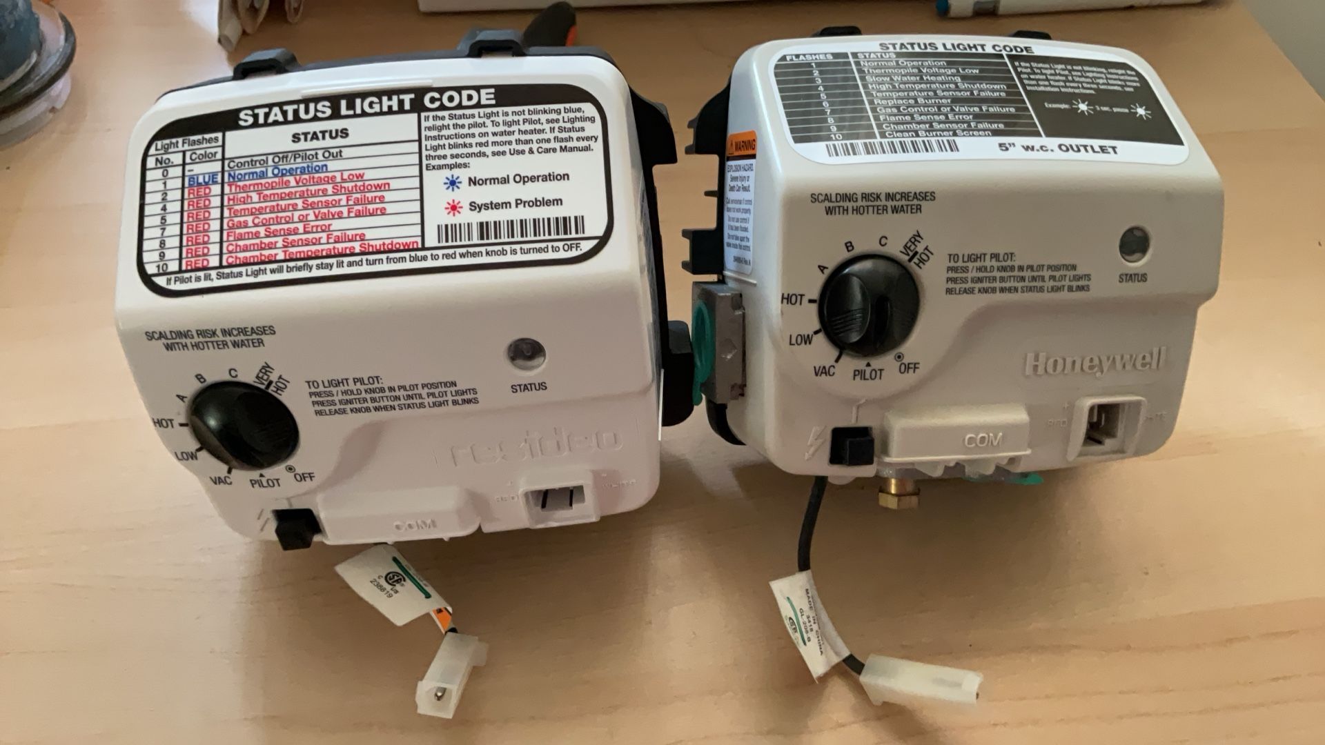 PLUMBERS SPECIAL - 2 Brand NEW Water Heater Control Valves- 1 Resideo And 1 Honeywell