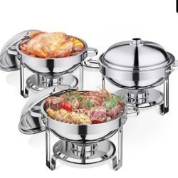 Stainless Steel Chafing Dish Set 3 Pack Buffet Servers Warmers 5.5QT