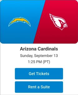 Chargers opener vs Arizona Cardinals Section 101