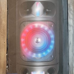 Brookstone Rumble Tower Portable Bluetooth Speaker with LED Light Show and 3 Light Modes