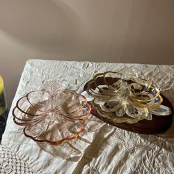 Jeanette Doric Pressed Glass Vanity Dishes #224