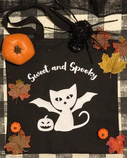 Halloween Trick Or Treat Bag Glow In The Dark Tote Bag For Kids Cat Bat And Pumpkin