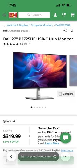 Dell 27" P2725HE USB-C Hub Monitor/Computer Monitor