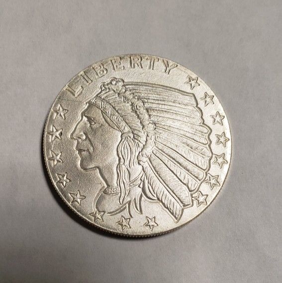 1 oz Incuse Indian Silver Round

